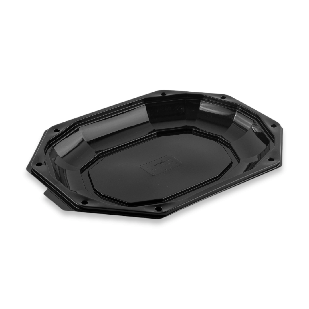 PLATOU OVAL NEGRU  CU CAPAC 33CM