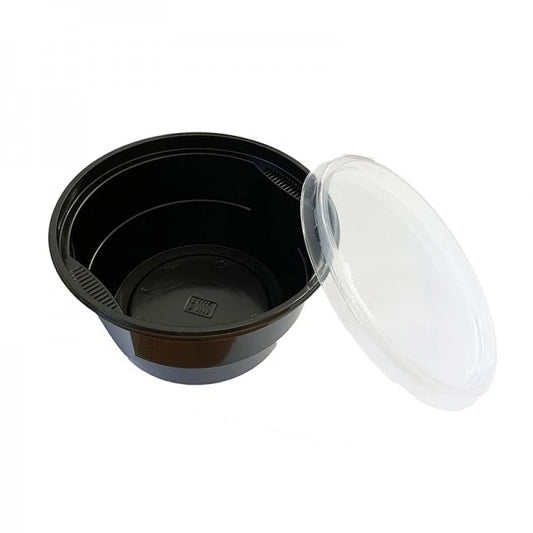 Caserola supa PP, negru cu capac transparent, 460ml 50buc/set